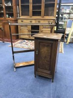 Lot 336 - VICTORIAN WALNUT BEDSIDE CABINET AND A...