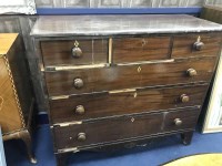 Lot 339 - 19TH CENTURY MAHOGANY CHEST OF DRAWERS badly...