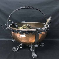 Lot 346 - ARTS & CRAFTS COPPER COAL SCUTTLE and a group...