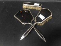 Lot 366 - SILVER AND SIMULATED TORTOISESHELL FOUR PIECE...