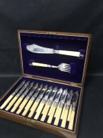 Lot 376 - SET OF TWELVE PLATED FISH KNIVES AND TWELVE...