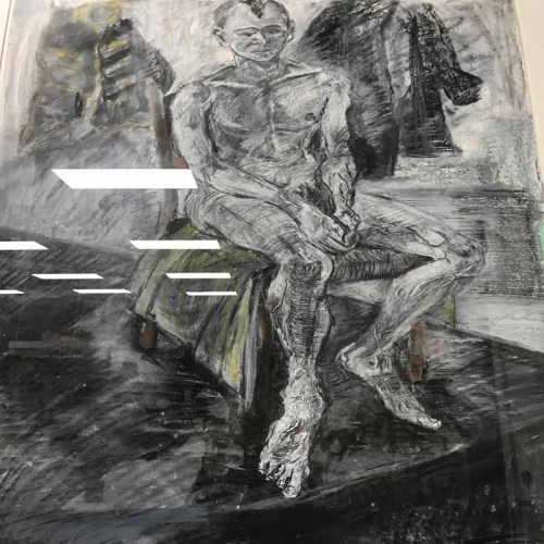 Lot 378 - SAMUEL ROBIN SPARK, SEATED NUDE signed 90.5cm...