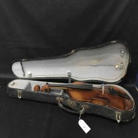 Lot 388 - VIOLIN WITH TWO PIECE BACK in case