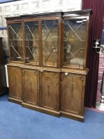 Lot 396 - REPRODUCTION MAHOGANY FOUR DOOR BOOKCASE