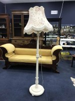 Lot 403 - CARVED WOOD STANDARD LAMP painted white