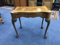 Lot 408 - REPRODUCTION WALNUT TURNOVER CARD TABLE with...