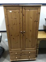 Lot 418 - MODERN PINE WARDROBE AND WRITING DESK