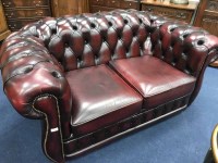 Lot 419 - CHESTERFIELD OXBLOOD TWO SEAT SOFA