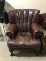 Lot 420 - WINGBACK CHAIR together with another armchair...