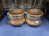 Lot 428 - TWO COPPER BUCKETS together with a copper wall...