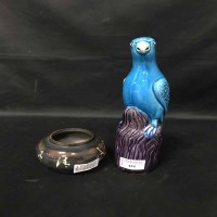 Lot 434 - TURQUOISE FIGURE OF A PARROT and a small...