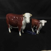 Lot 458 - BESWICK FIGURES OF A HEREFORD BULL AND CALF...