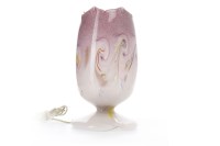 Lot 1220 - VASART GLASS TABLE LAMP of tulip form over a...