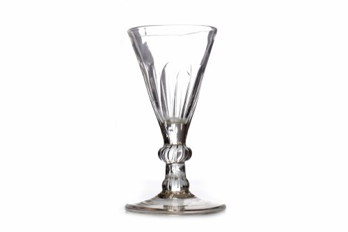 Lot 1221 - GEORGIAN CORDIAL GLASS the funnel bowl with...