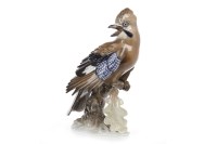 Lot 1249 - ROSENTHAL PORCELAIN FIGURE OF A JAY perched on...