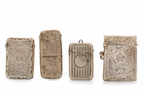 Lot 818 - FOUR EARLY 20TH CENTURY SILVER VESTA CASES...