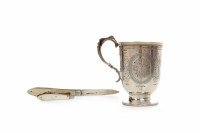 Lot 821 - VICTORIAN SILVER CHRISTENING CUP maker rubbed...