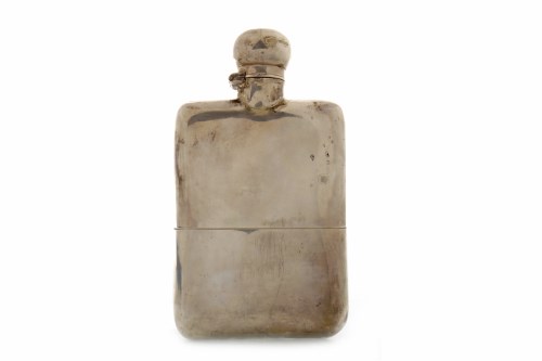 Lot 822 - LATE VICTORIAN SILVER HIPFLASK marks rubbed...