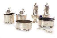 Lot 866 - TWO SILVER CONDIMENT JARS of oval form, hinged...