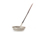 Lot 871 - SILVER PLATED TODDY LADLE WITH WHALEBONE...