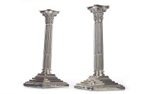 Lot 875 - PAIR OF EARLY 20TH CENTURY SILVER CORINTHIAN...