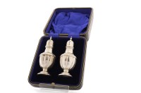 Lot 880 - PAIR OF EARLY 20TH CENTURY SILVER PEPPER POTS...