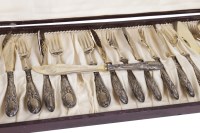 Lot 922 - SET OF CONTINENTAL SILVER MOUNTED FISH CUTLERY...