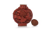 Lot 1025 - 20TH CENTURY CHINESE CINNABAR LACQUER SNUFF...