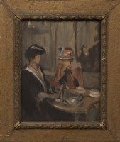 Lot 41 - FRENCH SCHOOL, THE CONVERSATION oil on board...