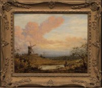 Lot 69 - DUTCH SCHOOL (19TH CENTURY), AT THE LAKE oil...