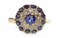 Lot 664 - BLUE GEM AND DIAMOND CLUSTER RING with a...