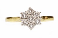 Lot 680 - DIAMOND CLUSTER RING set with round brilliant...