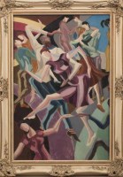 Lot 78 - BRITISH SCHOOL, CUBIST DANCERS oil on board...