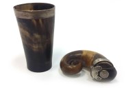 Lot 1607 - EARLY 19TH CENTURY HORN SNUFF MULL the hinged...