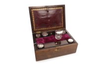 Lot 1621 - VICTORIAN TRAVELLING DRESSING SET the hinged...