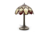Lot 1636 - TIFFANY STYLE TABLE LAMP the domed leaded...