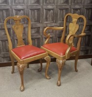 Lot 1735 - SET OF EIGHT WALNUT DINING CHAIRS of Queen...