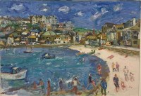Lot 133 - * LINDA WEIR, COOL SUMMER, ST IVES oil on...