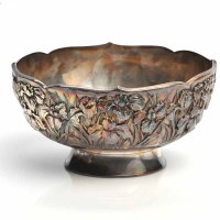 Lot 272 - CHINESE SILVER BOWL the oval bowl embossed...