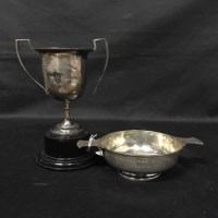 Lot 10 - TWO EARLY 20TH CENTURY SILVER QUAICHES along...