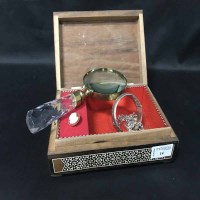 Lot 14 - MAGNIFYING GLASS WITH CUT GLASS HANDLE along...