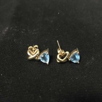 Lot 33 - PAIR OF BLUE GEM SET EARRINGS in the form of a...