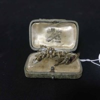 Lot 52 - EDWARDIAN SEED PEARL BAR BROOCH along with...