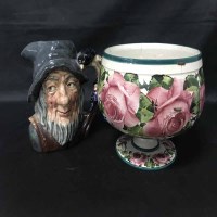 Lot 73 - WEMYSS WARE STEMMED PLANTER painted with...