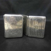 Lot 97 - TWO SILVER CIGARETTE CASES both of square form