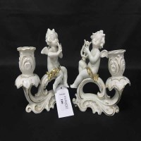 Lot 166 - TWO WEST GERMAN DRESDEN CANDLESTICKS in the...