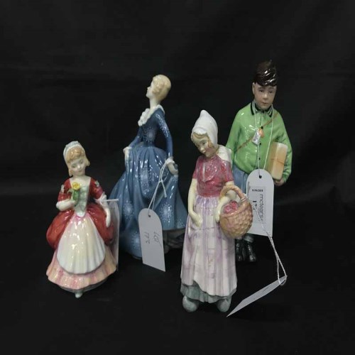 Lot 173 - FIVE ROYAL DOULTON FIGURES 'The Boy Evachee', '...