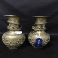 Lot 177 - PAIR OF CHINESE BRONZE DRAGON VASES