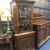 Lot 209 - MAHOGANY CORNER CABINET together with a...