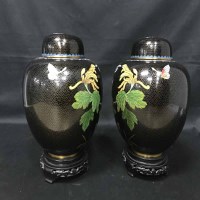 Lot 244 - TWO LARGE CLOISONNE GINGER JARS AND COVERS on...